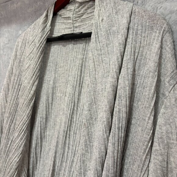 Eileen Fisher Crinkle Open Draped Cardigan L Gray Italian Yarn Lightweight - Picture 3 of 10